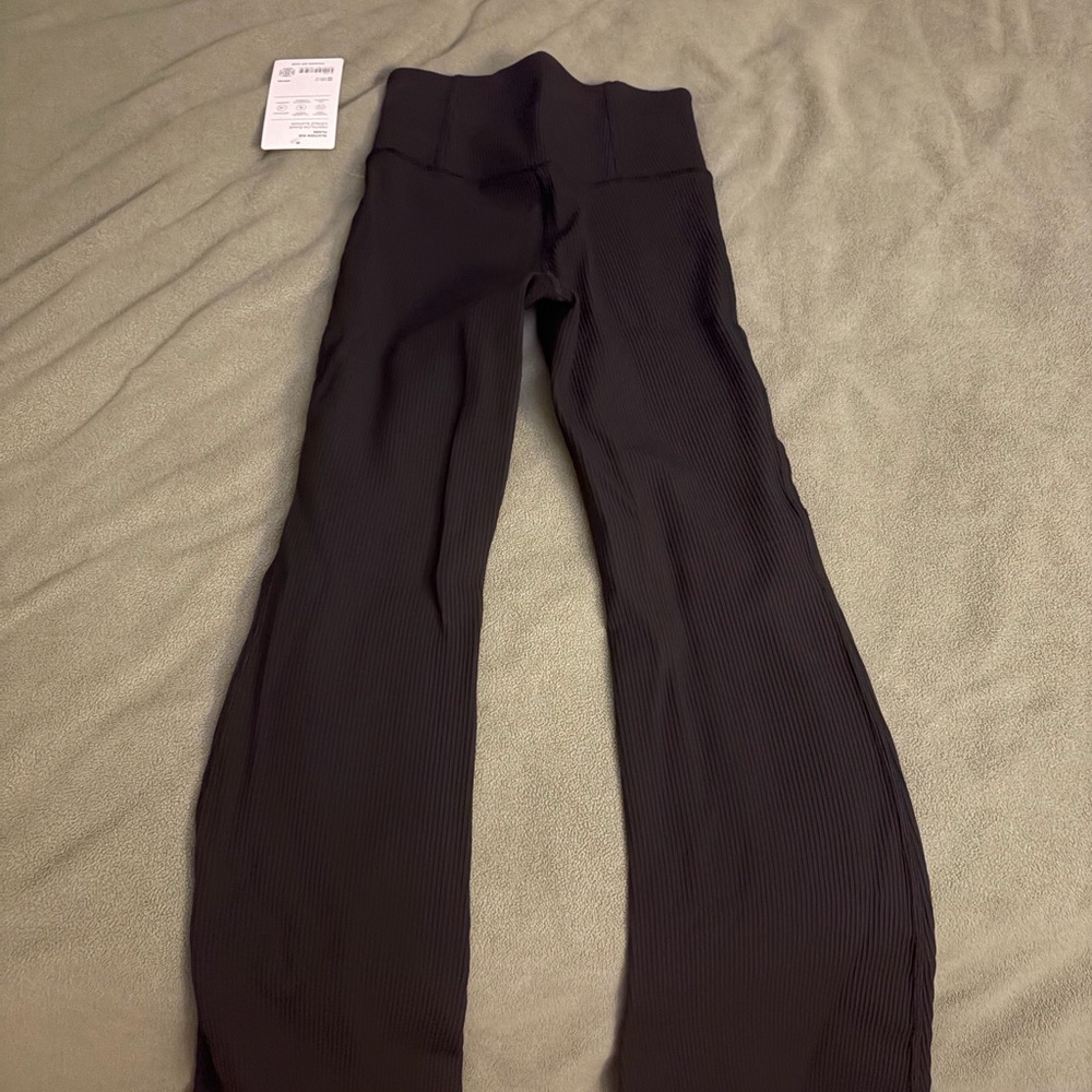 NWT Black Ribbed Flare Leggings